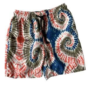 LIRA Tie Dye Pull On Shorts - Blue Green Orange Cream - Medium